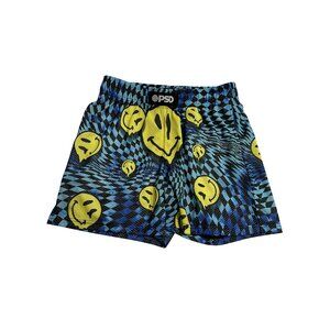 PSD Rave Smiles Active Shorts in Blue Black Smiley Face